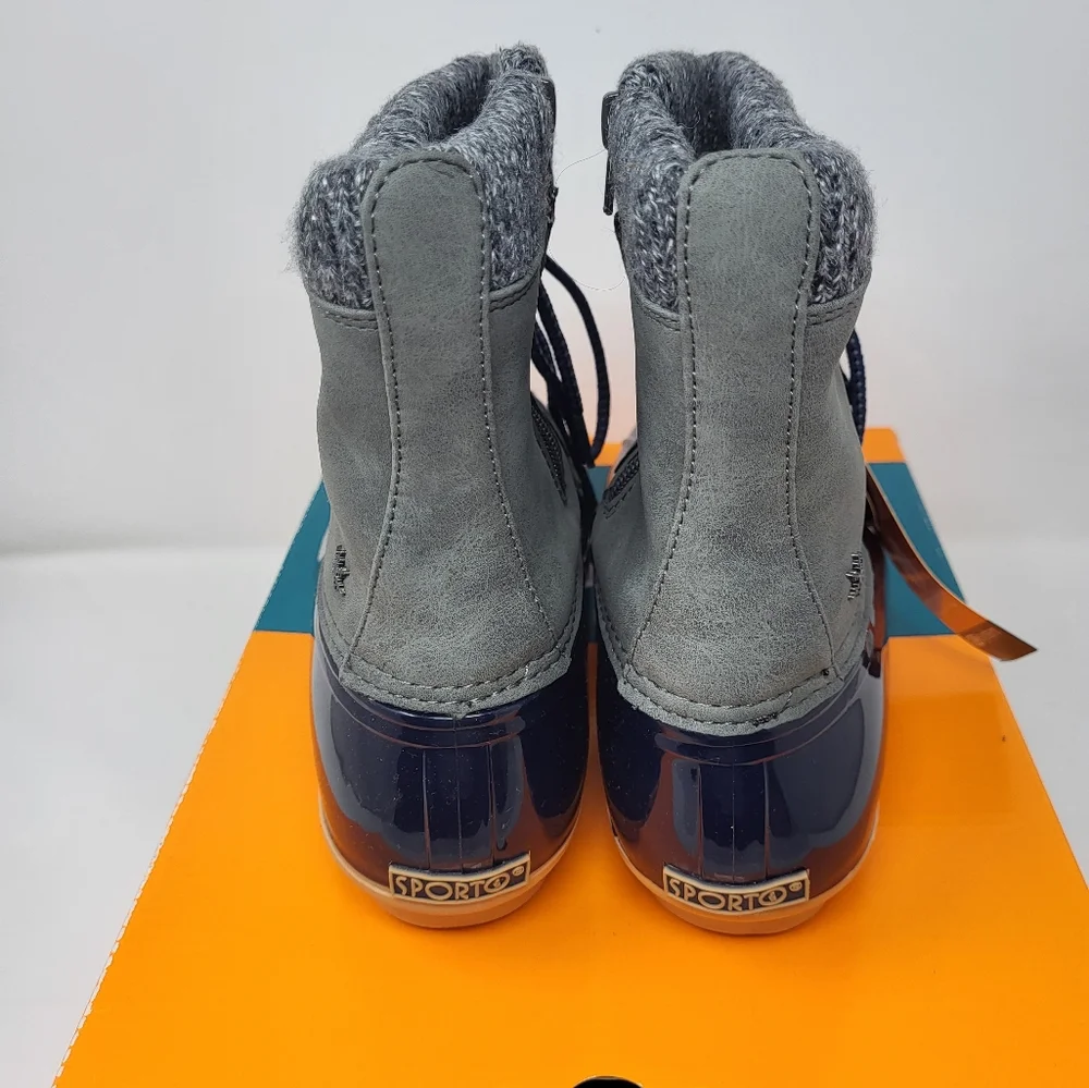 Womens Sporto Lilia Duck‎ Waterproof Boots Blue Grey Size 8 Lace Up New